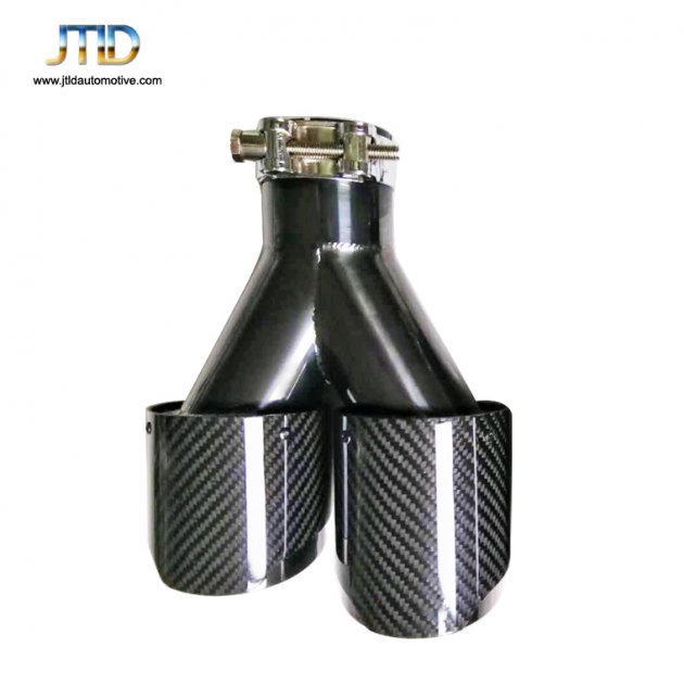 JTT-040 Glossy carbon fiber straight outlet black coating exhaust tip