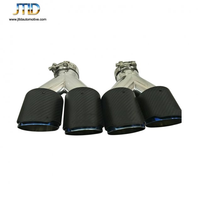 JTT-037  Mat carbon fiber straight outlet dual blue coating exhaust tip